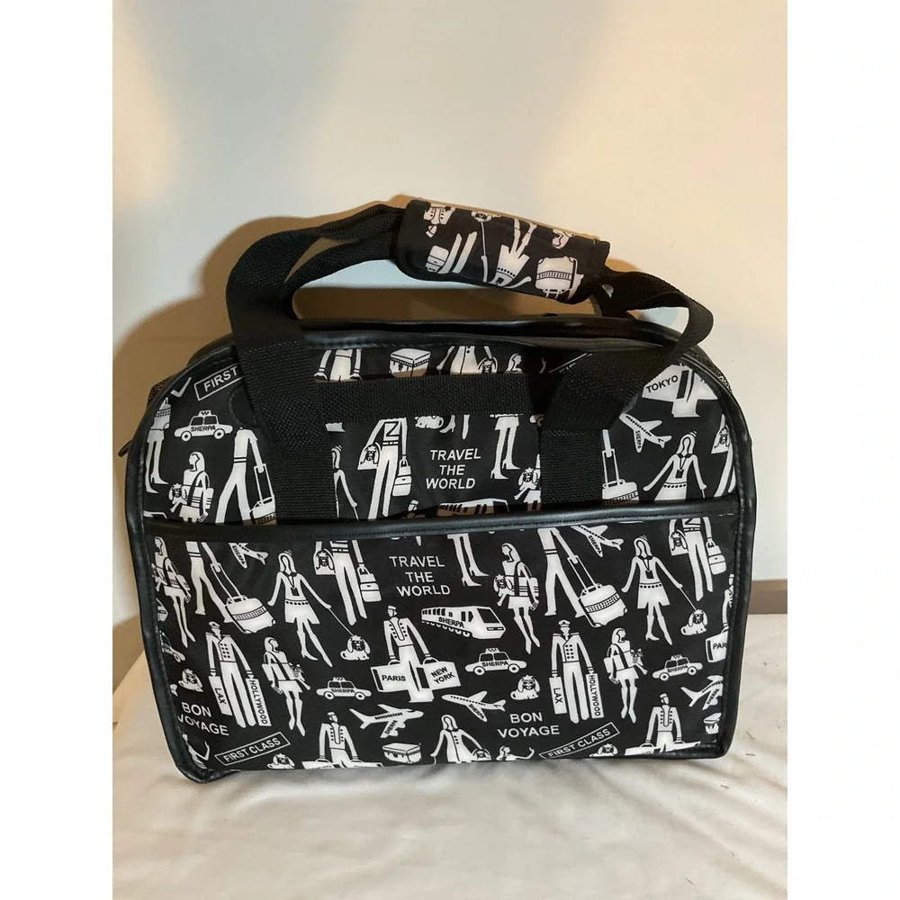 Sherpa Pet Carrier Travel the World Graphic Print Black‎ White Soft Sided Bag
